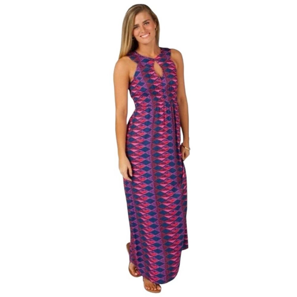 Escapada Women's Multicolor Keyhole Geometric Sleeveless Maxi Dress | Size L
